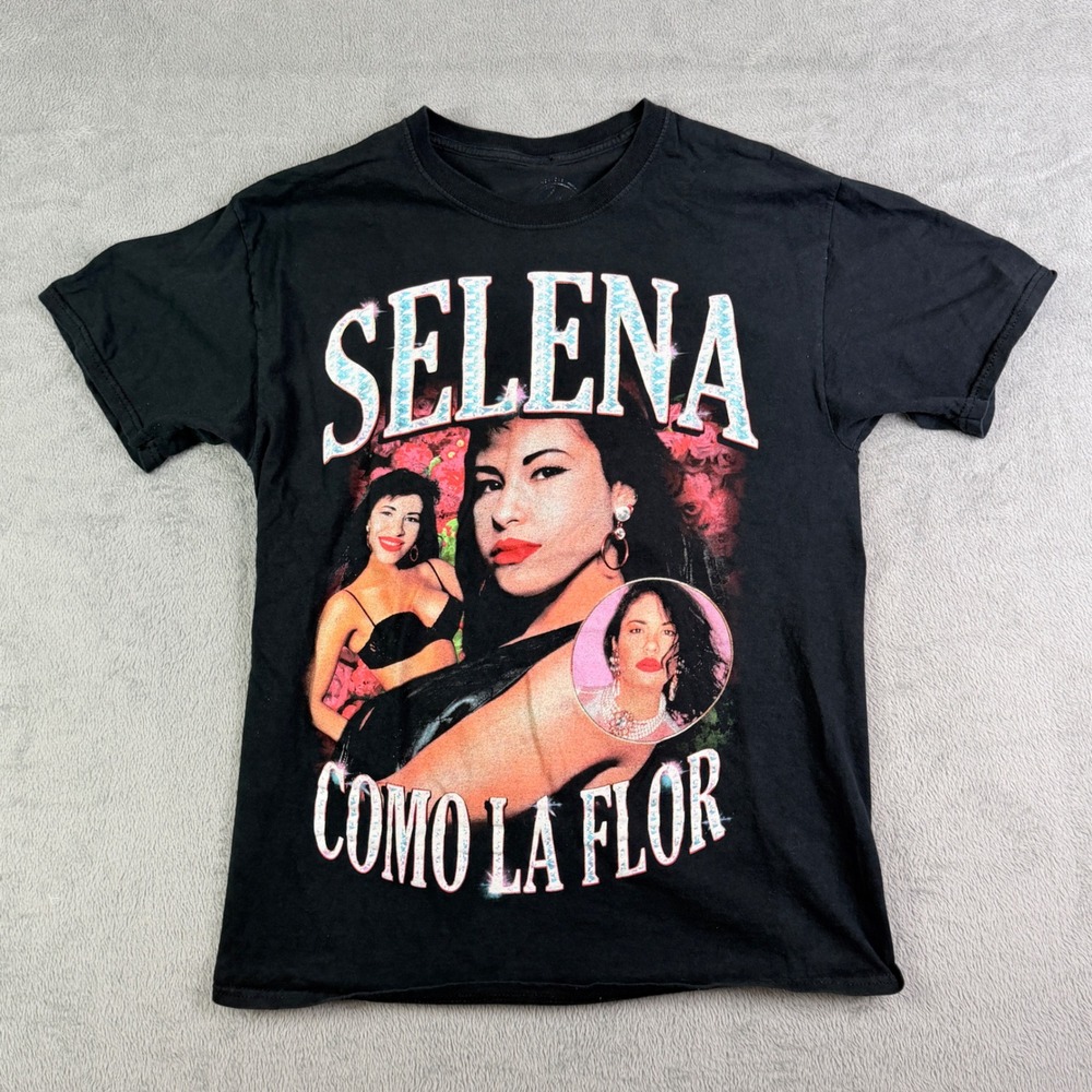 Selena Como La Flor Graphic T-Shirt Black Mens Medium Official Merchandise